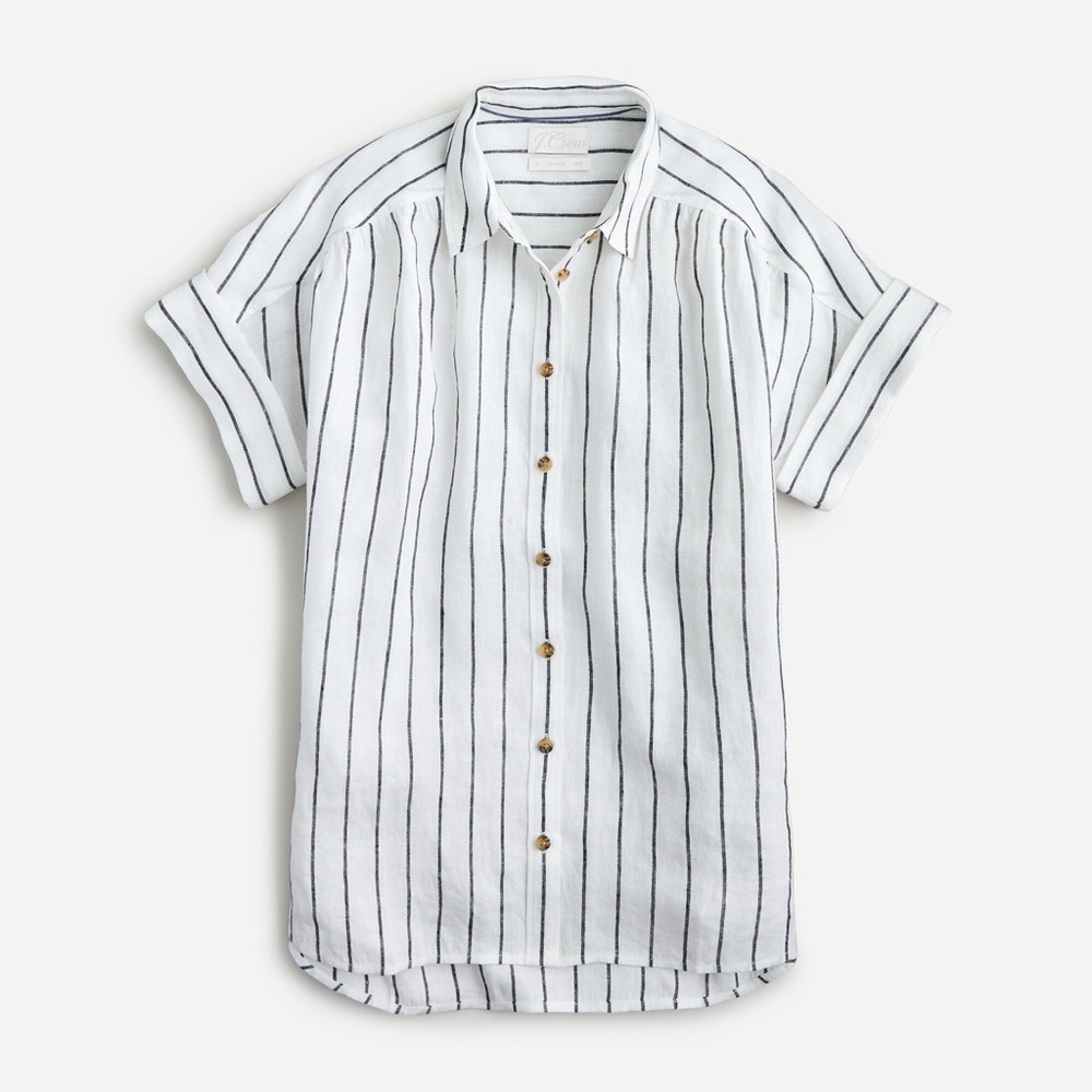 J. Crew Irish linen shirt, white w/ graphite stripe